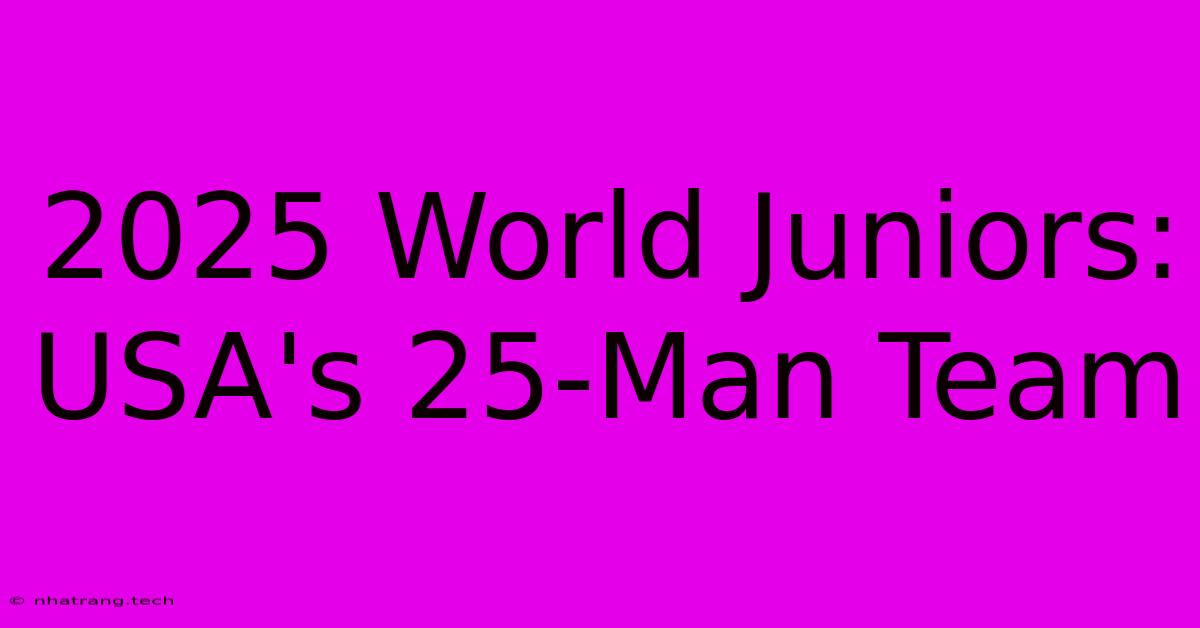 2025 World Juniors: USA's 25-Man Team 2025 World Juniors: USA's 25-Man Team