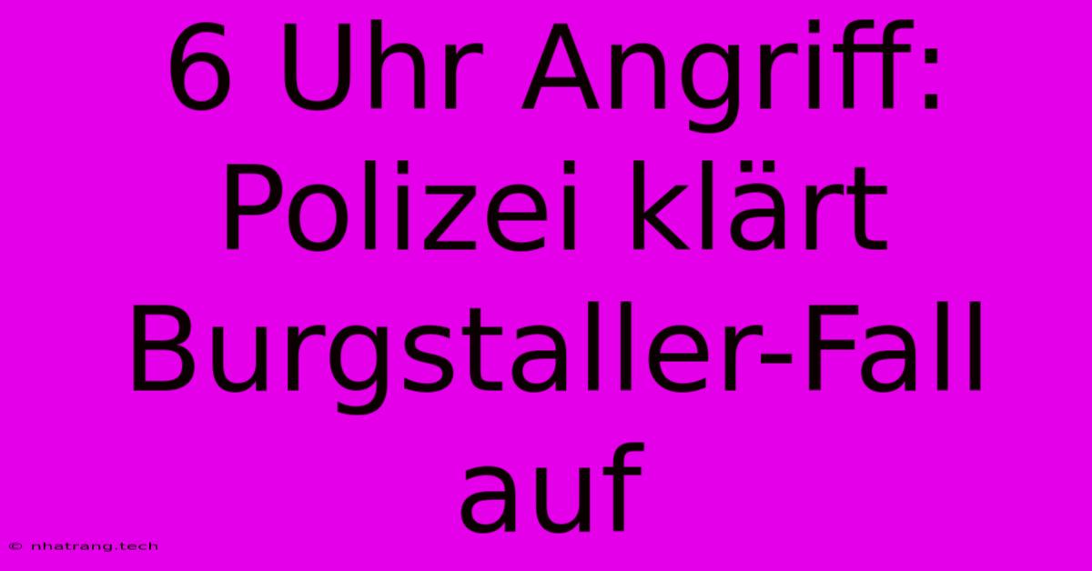 6 Uhr Angriff: Polizei KlΓ€rt Burgstaller-Fall Auf 6 Uhr Angriff: Polizei KlΓ€rt Burgstaller-Fall Auf