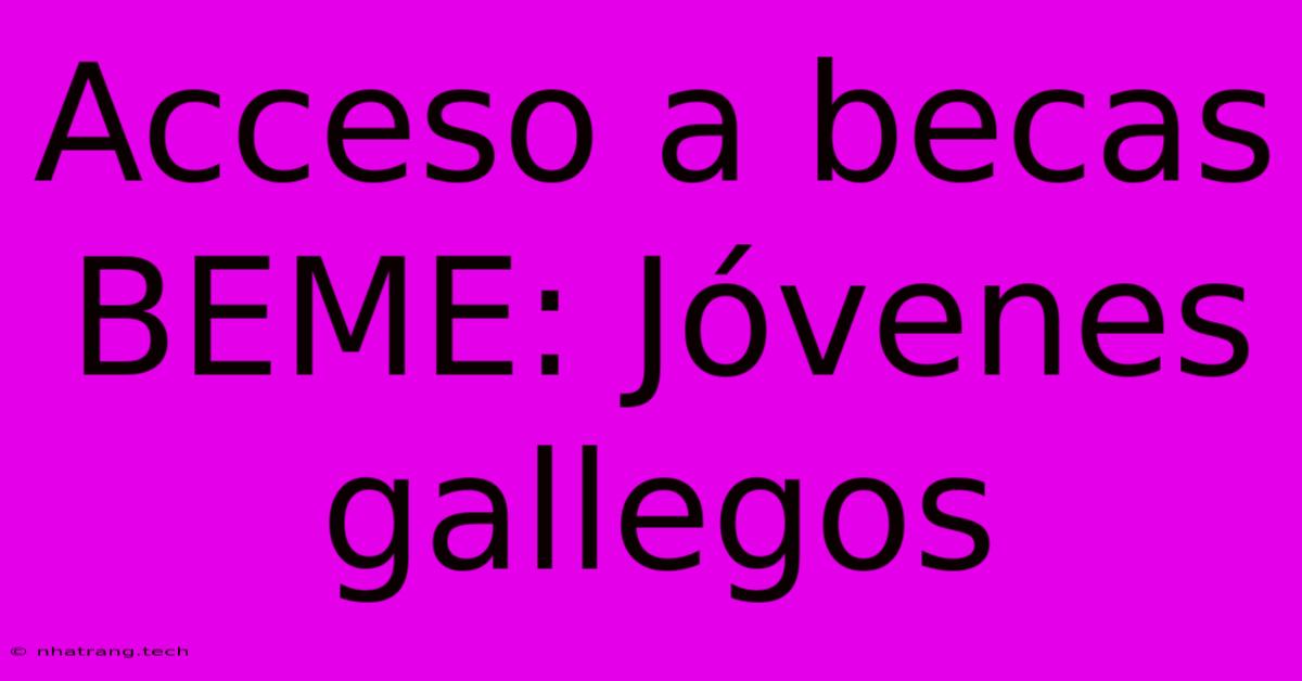 Acceso A Becas BEME: J贸venes Gallegos Acceso A Becas BEME: J贸venes Gallegos