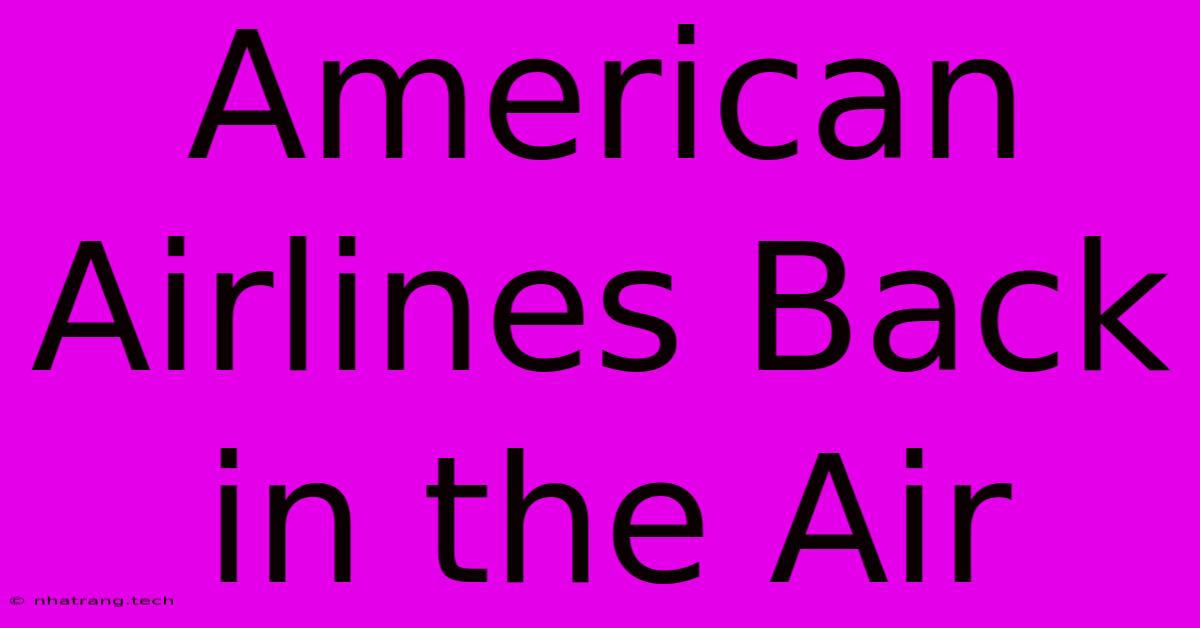 American Airlines Back In The Air