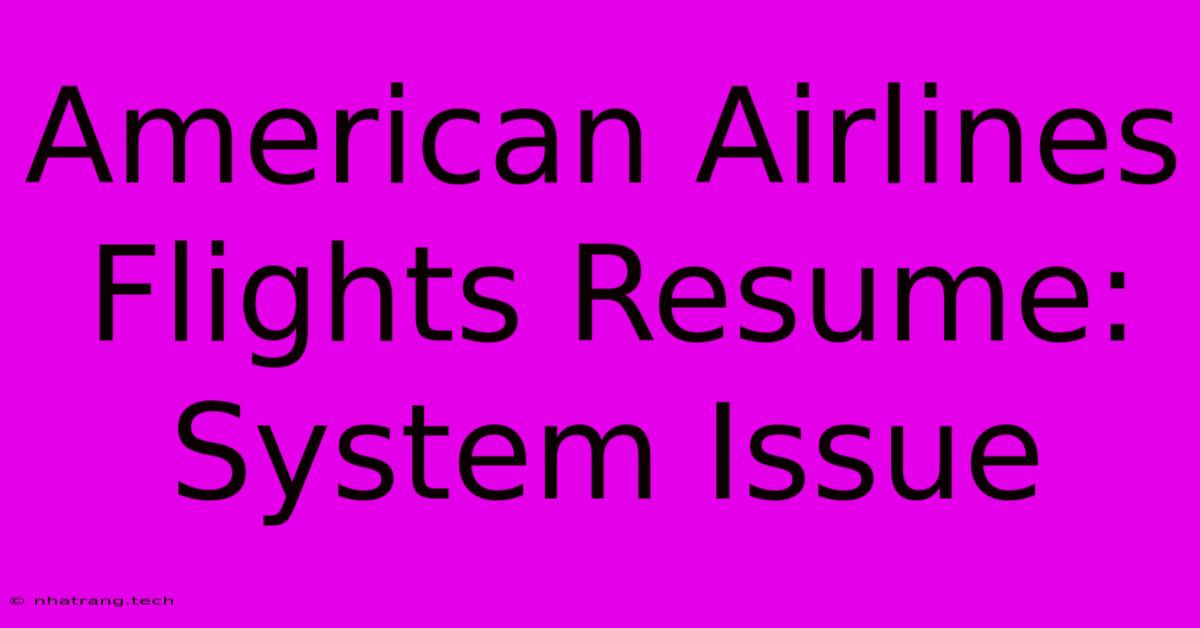 American Airlines Flights Resume: System Issue