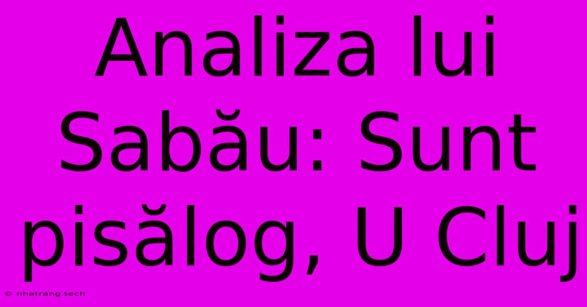 Analiza Lui Sabฤu: Sunt Pisฤlog, U Cluj Analiza Lui Sabฤu: Sunt Pisฤlog, U Cluj