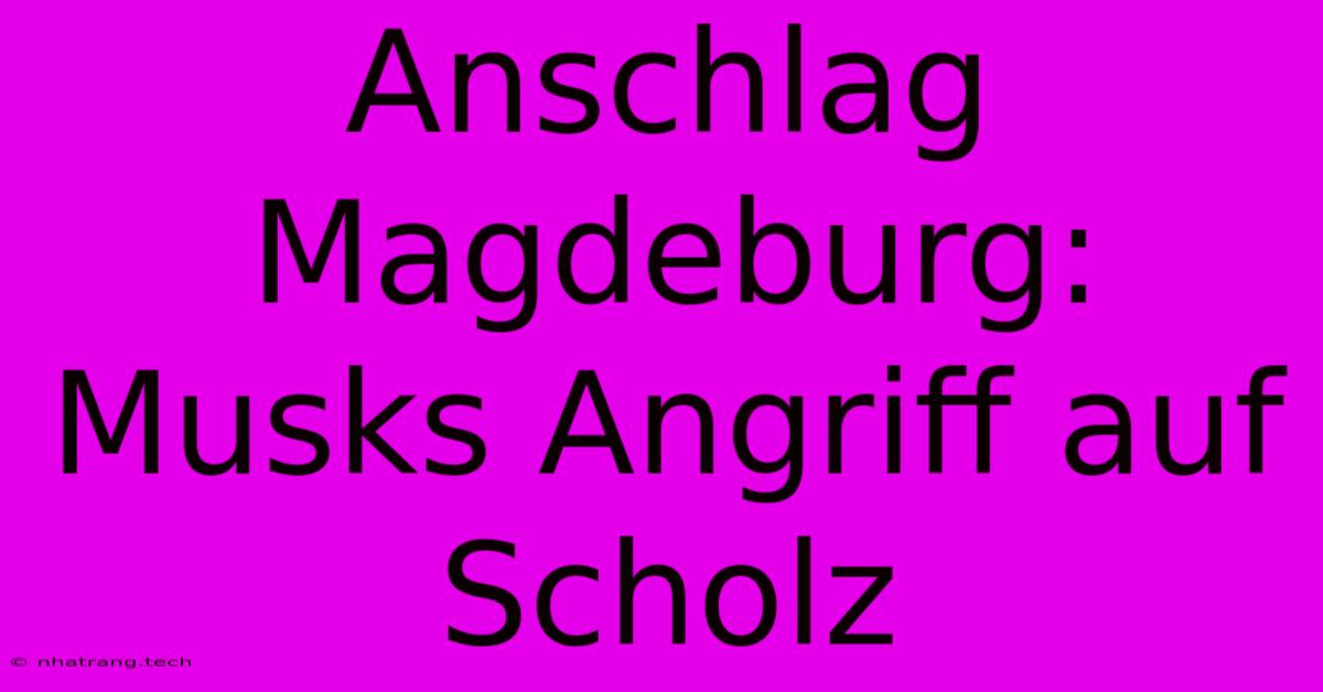 Anschlag Magdeburg: Musks Angriff Auf Scholz Anschlag Magdeburg: Musks Angriff Auf Scholz