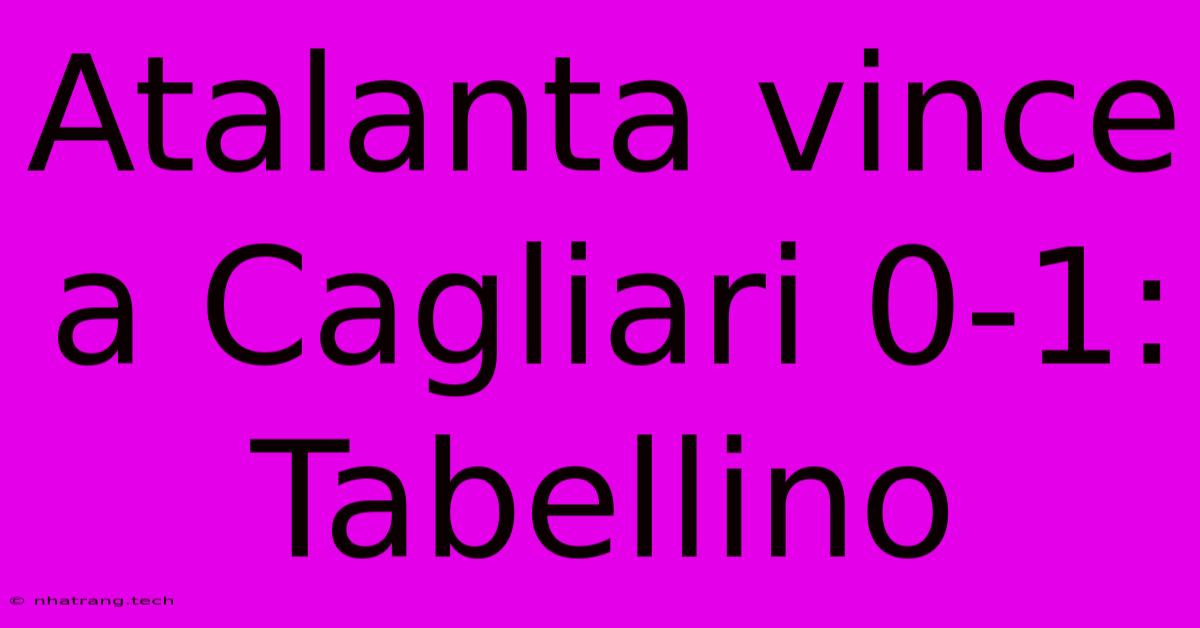 Atalanta Vince A Cagliari 0-1: Tabellino