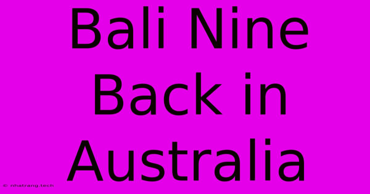 Bali Nine Back In Australia Bali Nine Back In Australia