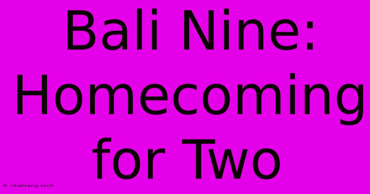 Bali Nine: Homecoming For Two Bali Nine: Homecoming For Two