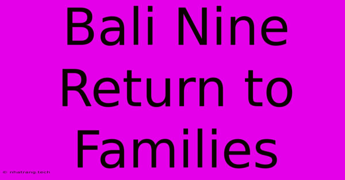 Bali Nine Return To Families Bali Nine Return To Families