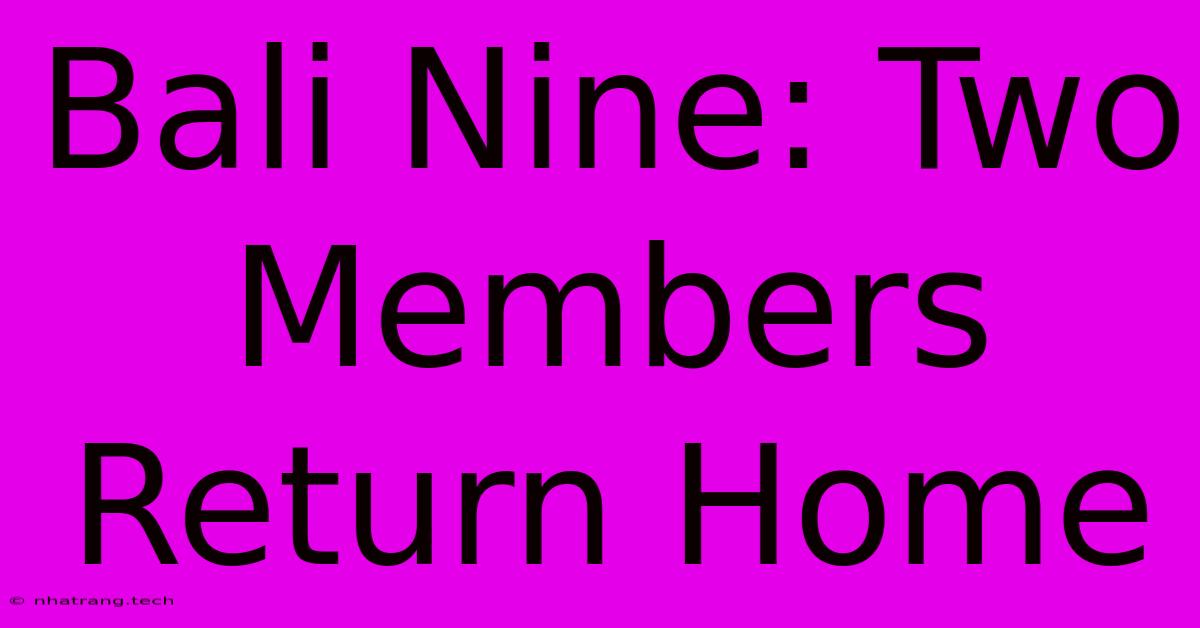 Bali Nine: Two Members Return Home Bali Nine: Two Members Return Home
