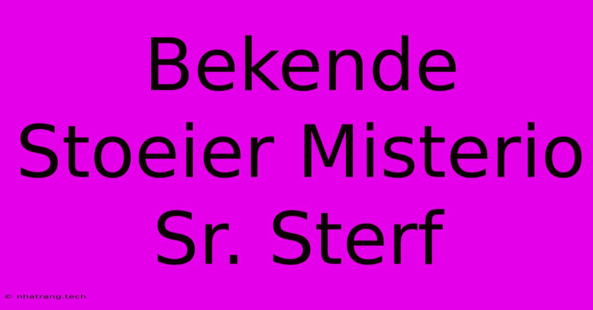 Bekende Stoeier Misterio Sr. Sterf Bekende Stoeier Misterio Sr. Sterf