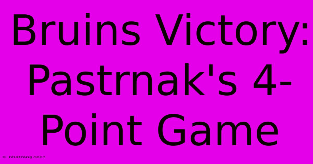 Bruins Victory: Pastrnak's 4-Point Game Bruins Victory: Pastrnak's 4-Point Game