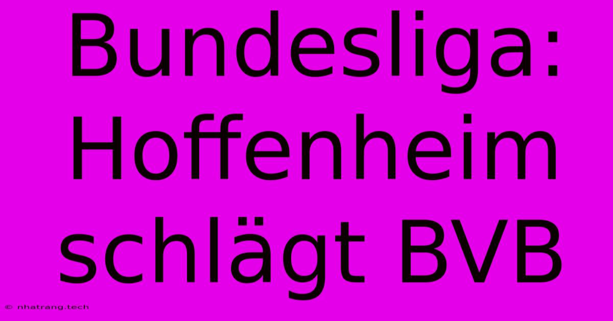 Bundesliga: Hoffenheim SchlΓ€gt BVB Bundesliga: Hoffenheim SchlΓ€gt BVB