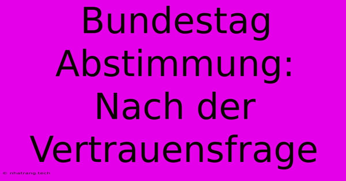 Bundestag Abstimmung: Nach Der Vertrauensfrage Bundestag Abstimmung: Nach Der Vertrauensfrage