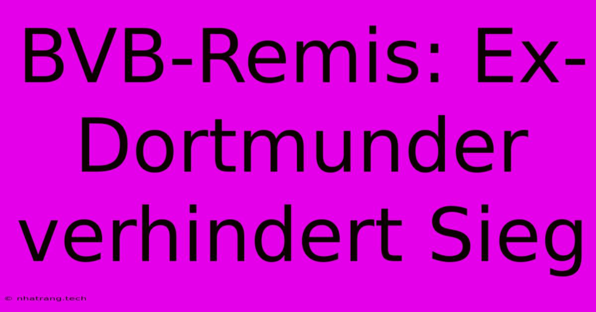 BVB-Remis: Ex-Dortmunder Verhindert Sieg BVB-Remis: Ex-Dortmunder Verhindert Sieg