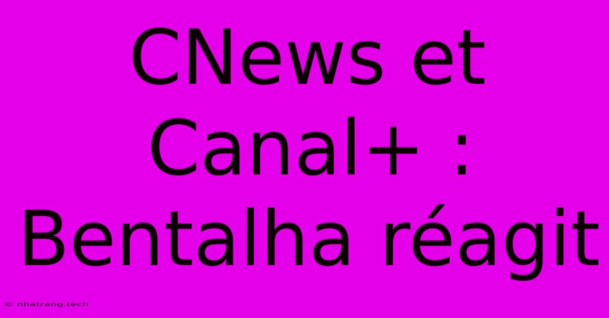 CNews Et Canal+ : Bentalha RΓ©agit CNews Et Canal+ : Bentalha RΓ©agit