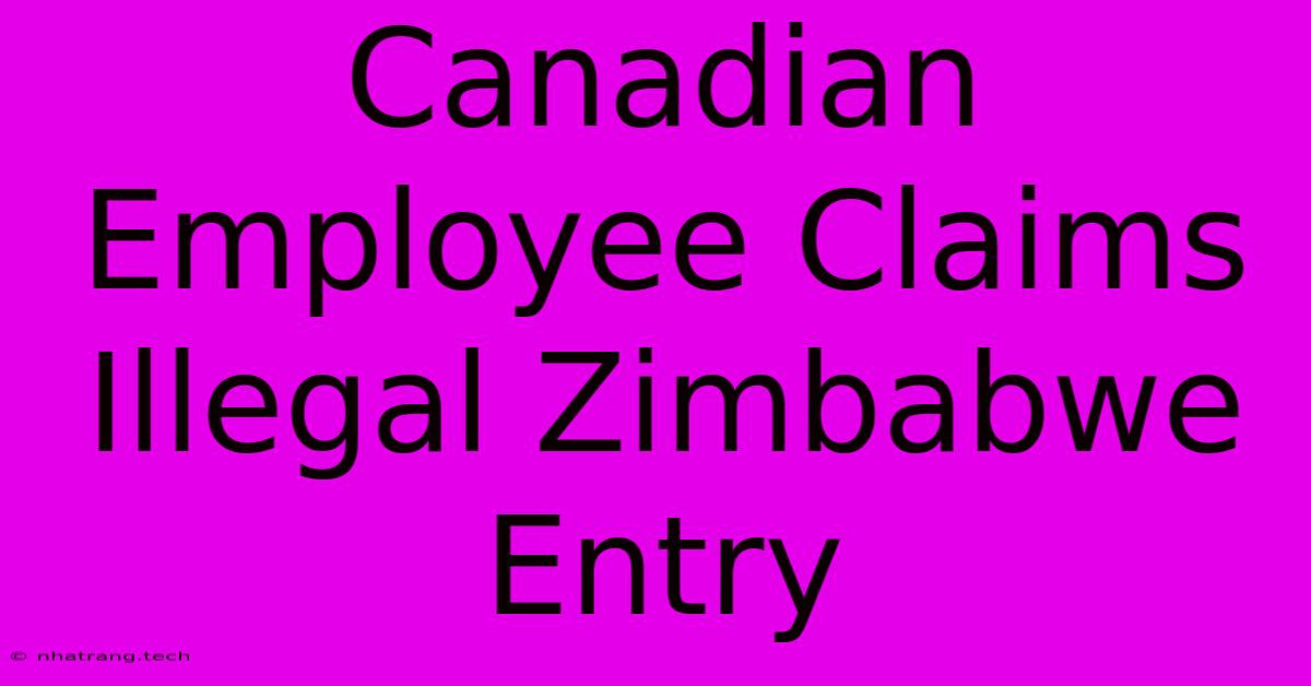Canadian Employee Claims Illegal Zimbabwe Entry