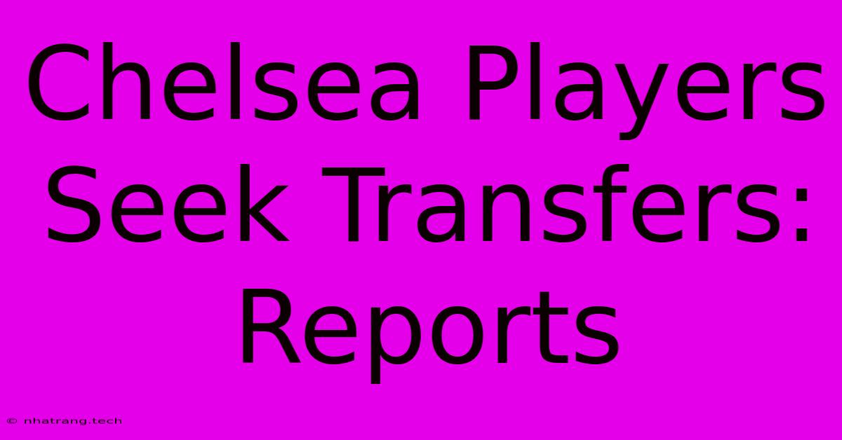 Chelsea Players Seek Transfers: Reports Chelsea Players Seek Transfers: Reports