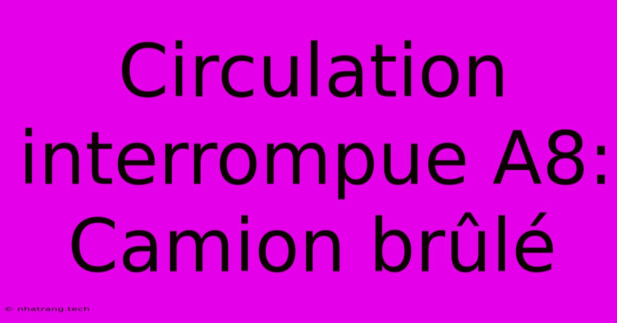 Circulation Interrompue A8: Camion Brûlé Circulation Interrompue A8: Camion Brûlé
