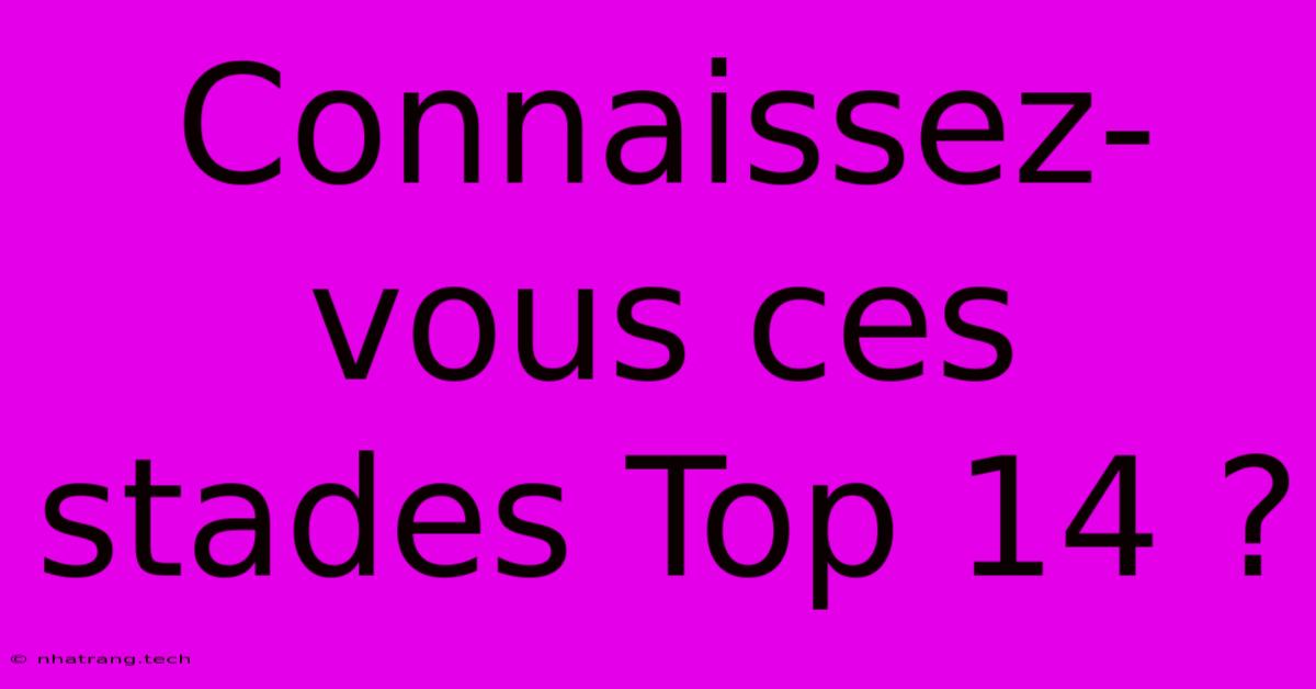 Connaissez-vous Ces Stades Top 14 ? Connaissez-vous Ces Stades Top 14 ?