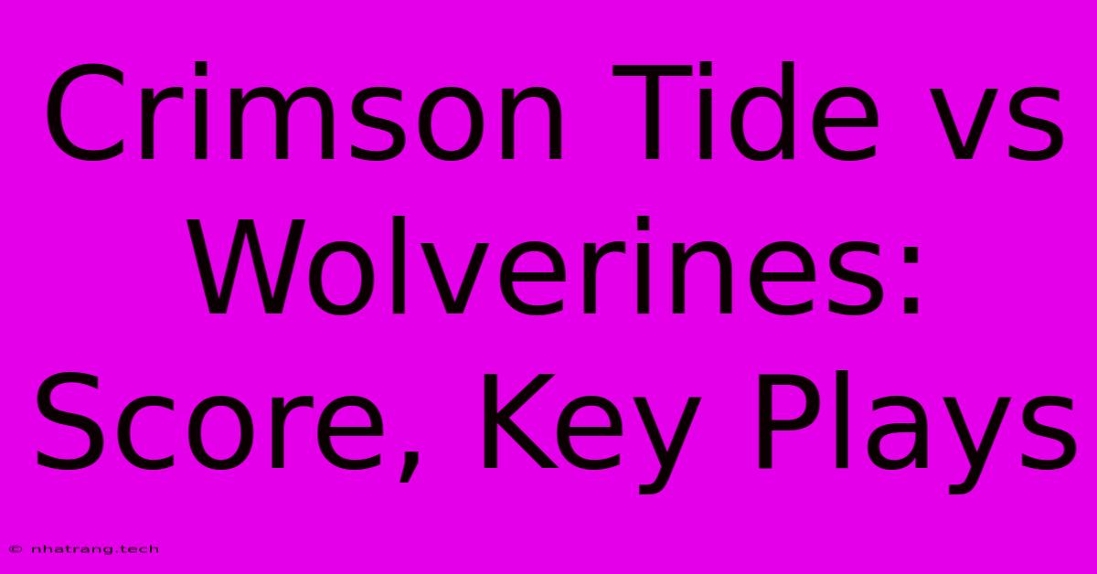 Crimson Tide Vs Wolverines: Score, Key Plays