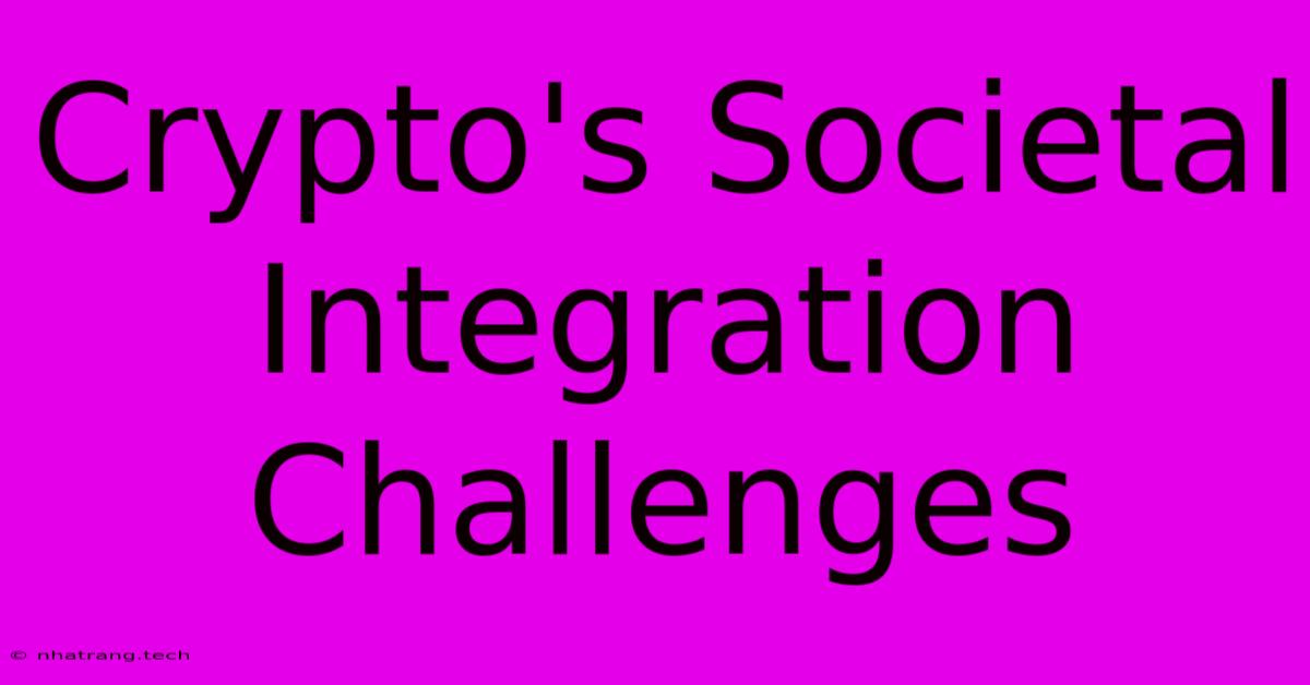 Crypto's Societal Integration Challenges Crypto's Societal Integration Challenges