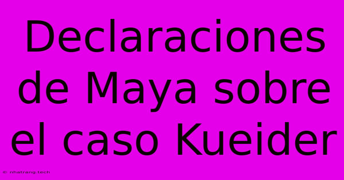 Declaraciones De Maya Sobre El Caso Kueider