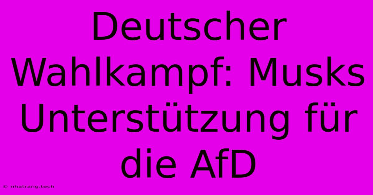 Deutscher Wahlkampf: Musks Unterstützung Für Die AfD Deutscher Wahlkampf: Musks Unterstützung Für Die AfD