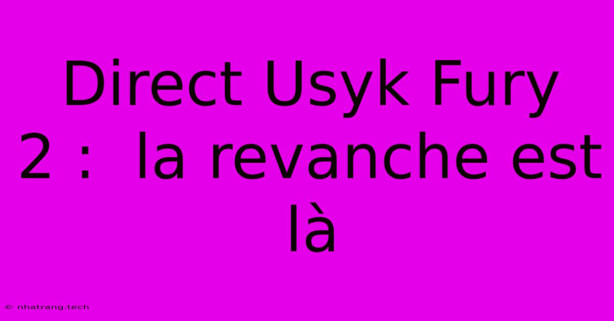 Direct Usyk Fury 2 : La Revanche Est LΓ Direct Usyk Fury 2 : La Revanche Est LΓ