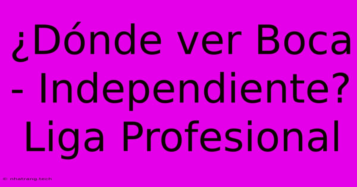 驴D贸nde Ver Boca - Independiente? Liga Profesional 驴D贸nde Ver Boca - Independiente? Liga Profesional