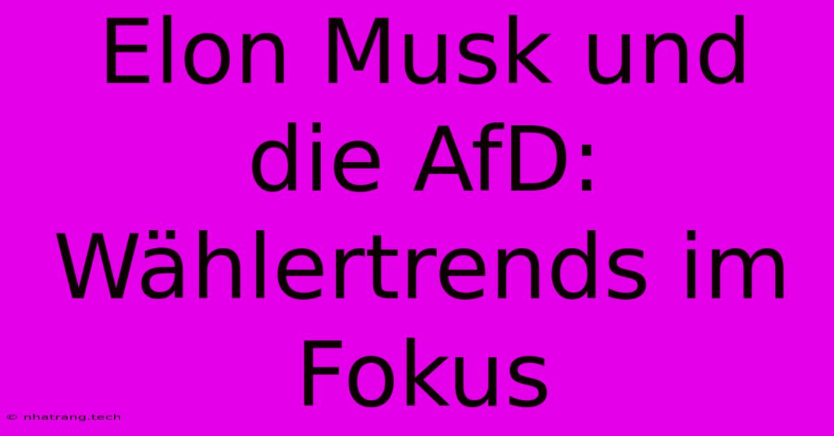 Elon Musk Und Die AfD: Wählertrends Im Fokus Elon Musk Und Die AfD: Wählertrends Im Fokus