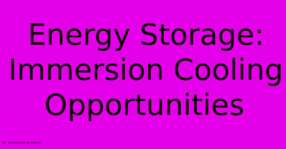 Energy Storage: Immersion Cooling Opportunities Energy Storage: Immersion Cooling Opportunities