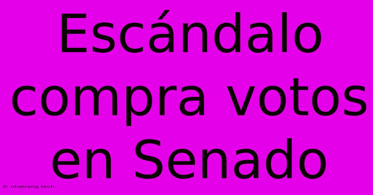 Escándalo Compra Votos En Senado Escándalo Compra Votos En Senado