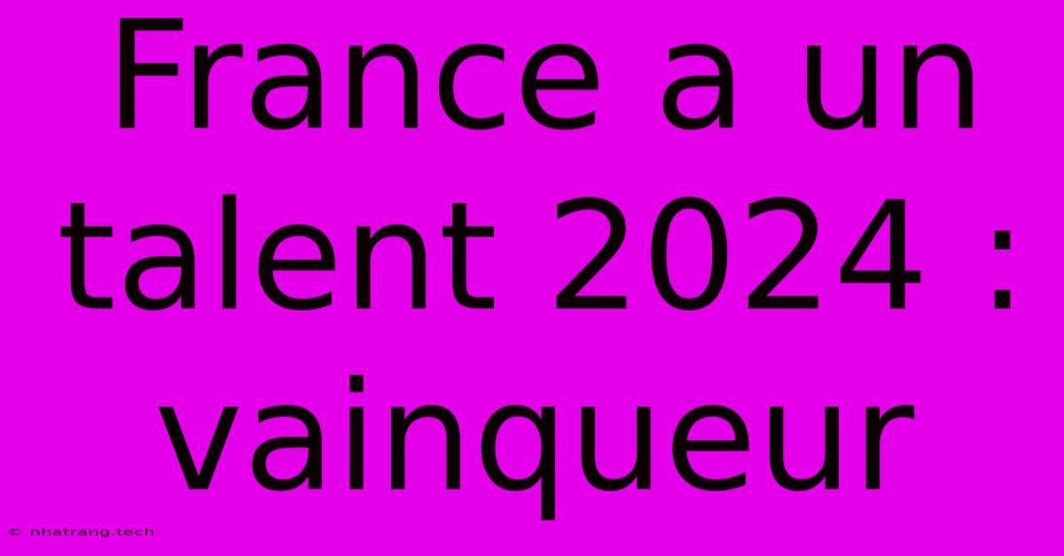 France A Un Talent 2024 : Vainqueur France A Un Talent 2024 : Vainqueur