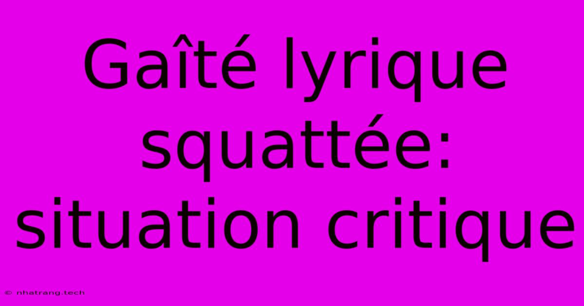 Gaîté Lyrique Squattée: Situation Critique