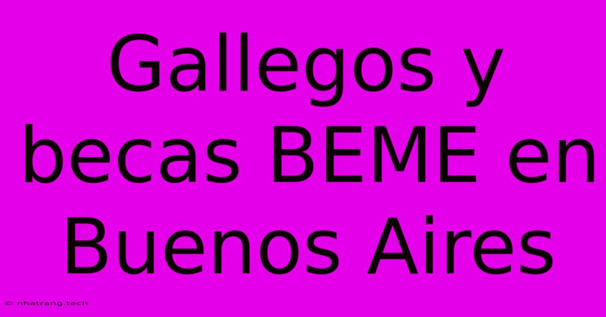 Gallegos Y Becas BEME En Buenos Aires Gallegos Y Becas BEME En Buenos Aires