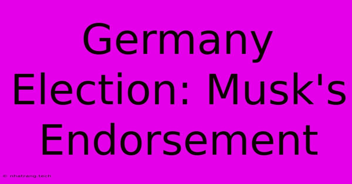 Germany Election: Musk's Endorsement Germany Election: Musk's Endorsement