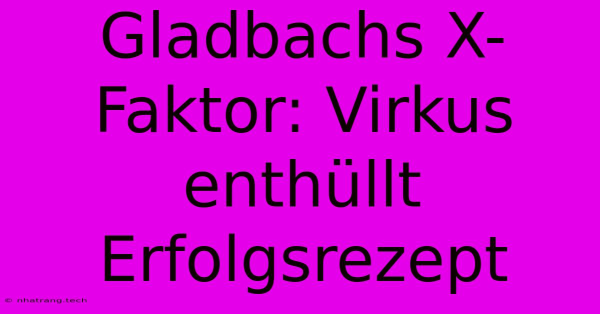 Gladbachs X-Faktor: Virkus Enthรผllt Erfolgsrezept Gladbachs X-Faktor: Virkus Enthรผllt Erfolgsrezept