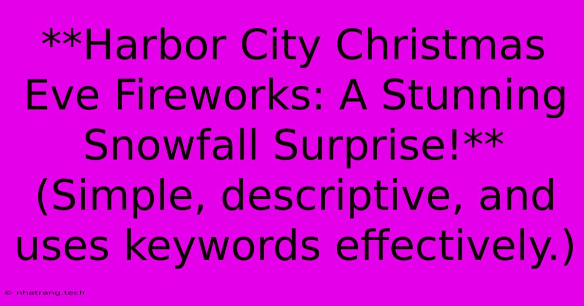 **Harbor City Christmas Eve Fireworks: A Stunning Snowfall Surprise!**  (Simple, Descriptive, And Uses Keywords Effectively.)