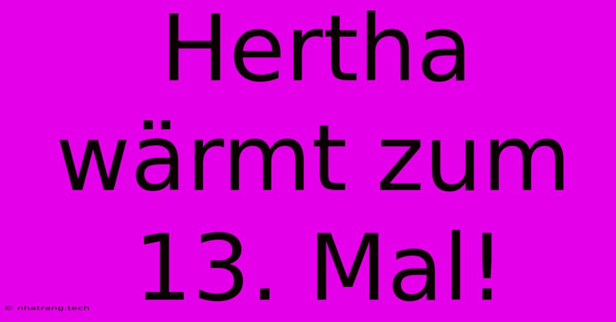 Hertha Wรคrmt Zum 13. Mal! Hertha Wรคrmt Zum 13. Mal!