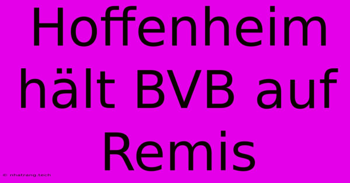 Hoffenheim Hält BVB Auf Remis Hoffenheim Hält BVB Auf Remis