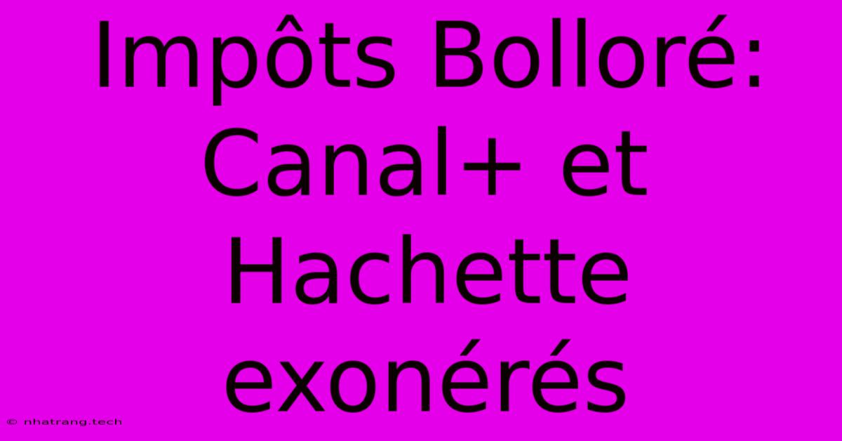 Impôts Bolloré: Canal+ Et Hachette Exonérés Impôts Bolloré: Canal+ Et Hachette Exonérés