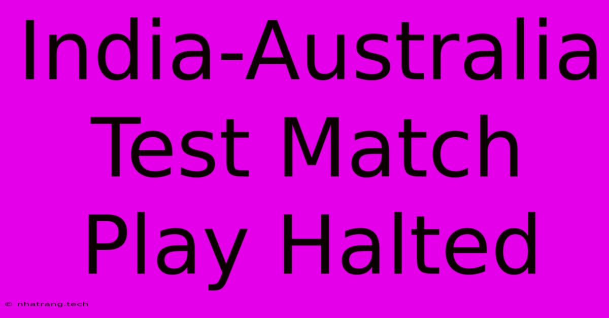India-Australia Test Match Play Halted India-Australia Test Match Play Halted