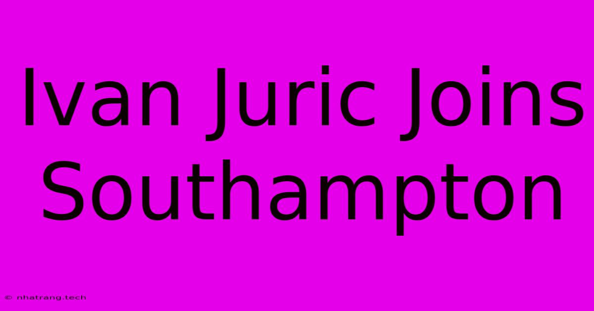 Ivan Juric Joins Southampton Ivan Juric Joins Southampton