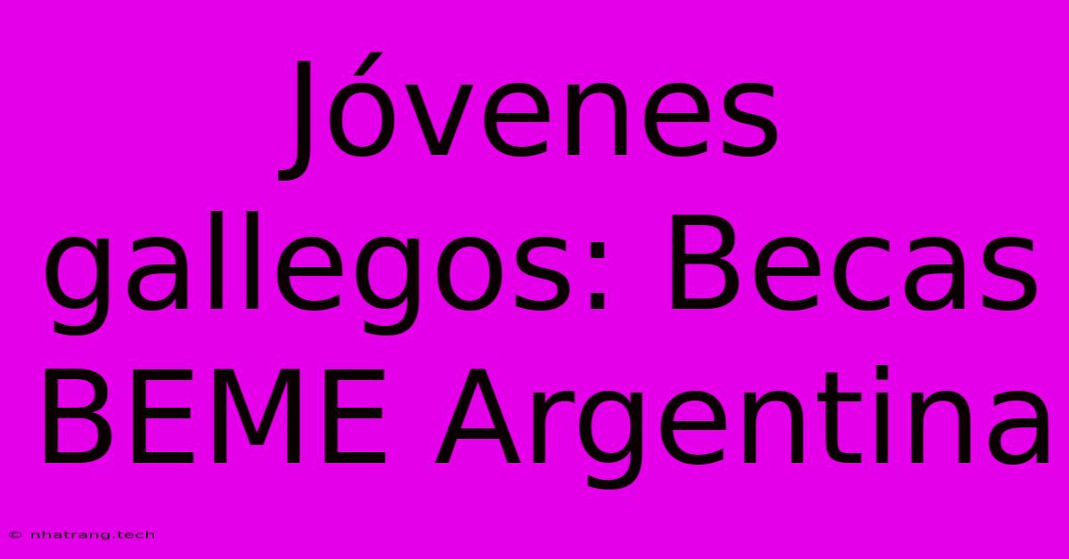 J贸venes Gallegos: Becas BEME Argentina J贸venes Gallegos: Becas BEME Argentina
