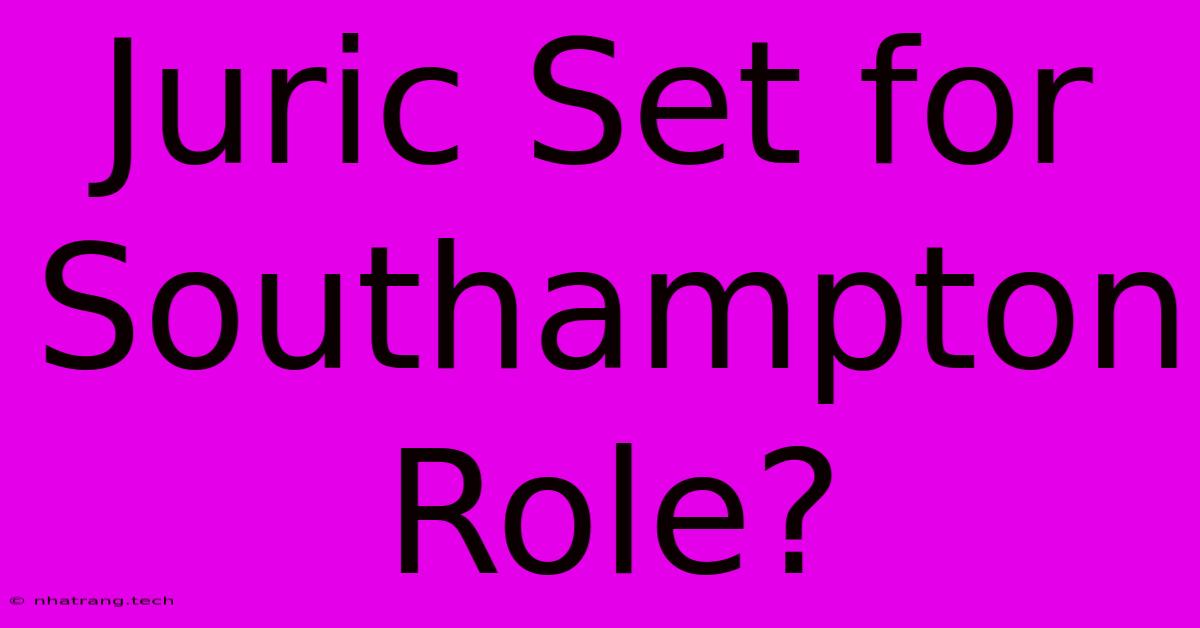 Juric Set For Southampton Role? Juric Set For Southampton Role?