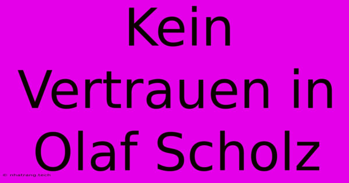 Kein Vertrauen In Olaf Scholz Kein Vertrauen In Olaf Scholz