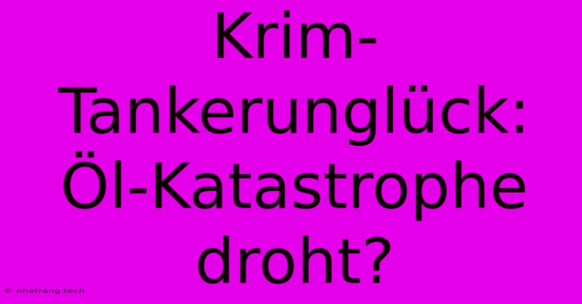 Krim-Tankerunglück: Öl-Katastrophe Droht? Krim-Tankerunglück: Öl-Katastrophe Droht?