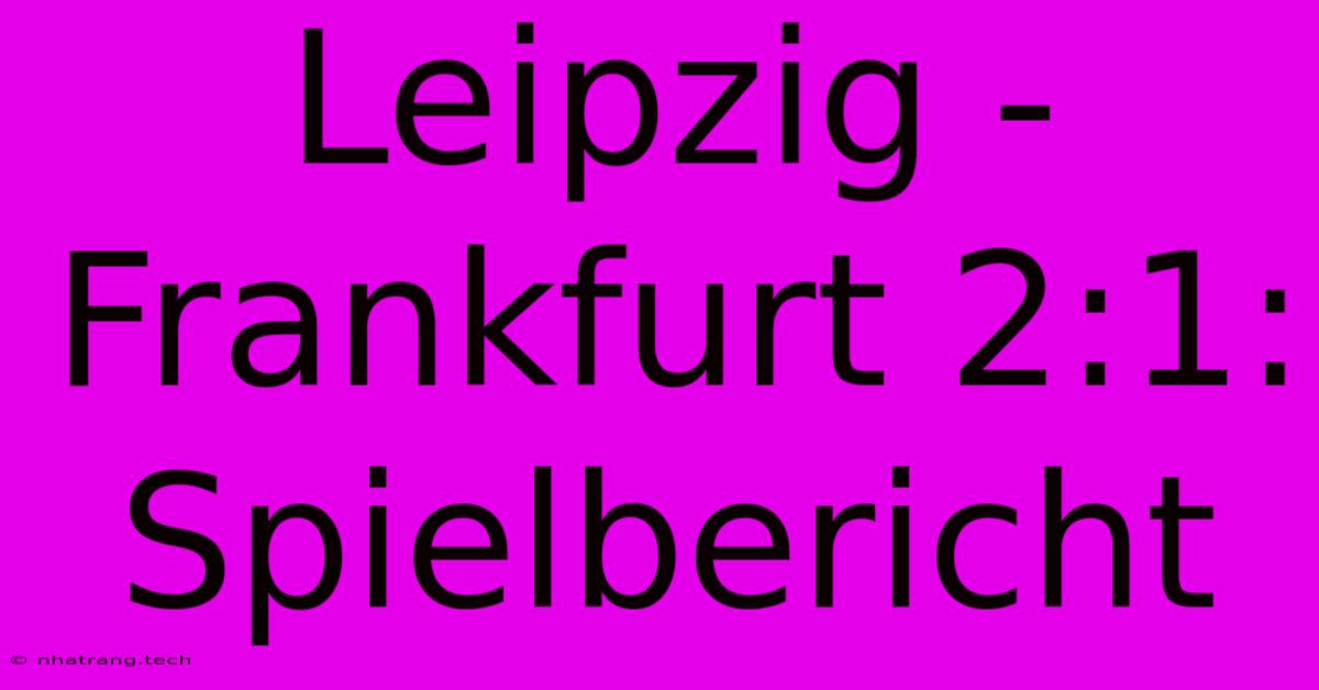 Leipzig - Frankfurt 2:1: Spielbericht Leipzig - Frankfurt 2:1: Spielbericht