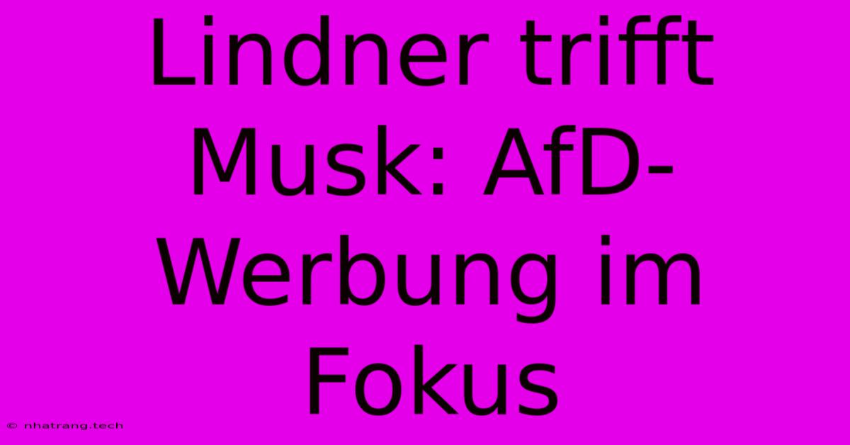 Lindner Trifft Musk: AfD-Werbung Im Fokus Lindner Trifft Musk: AfD-Werbung Im Fokus