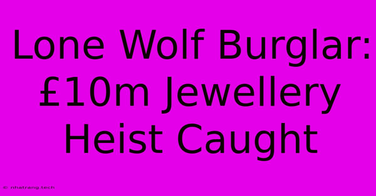 Lone Wolf Burglar: £10m Jewellery Heist Caught