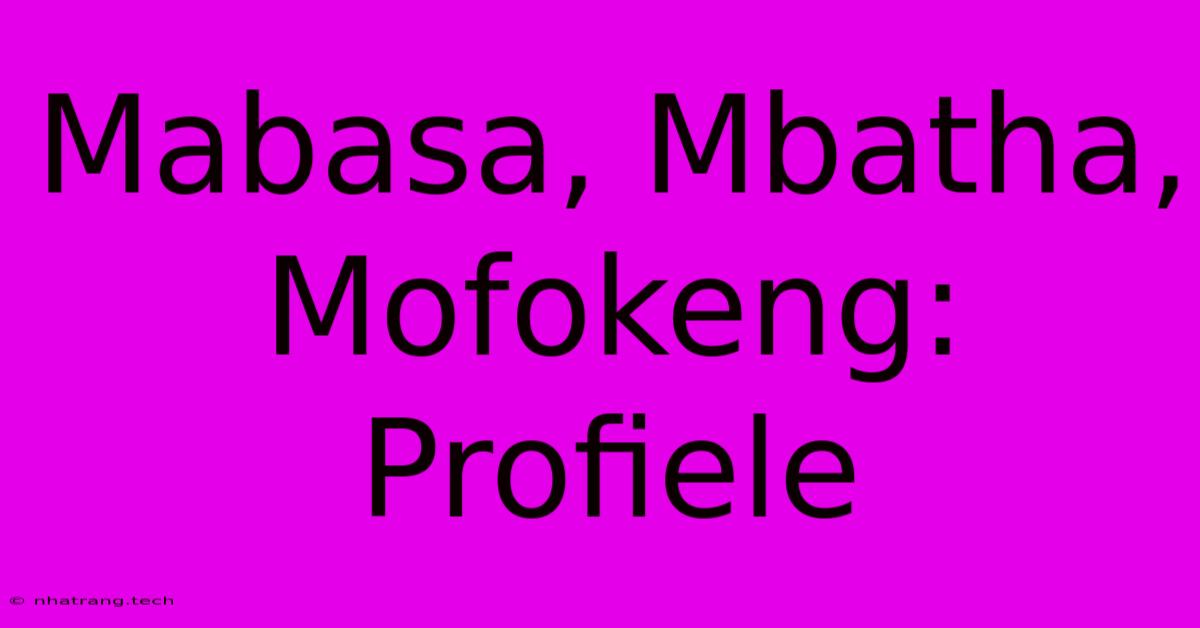 Mabasa, Mbatha, Mofokeng: Profiele